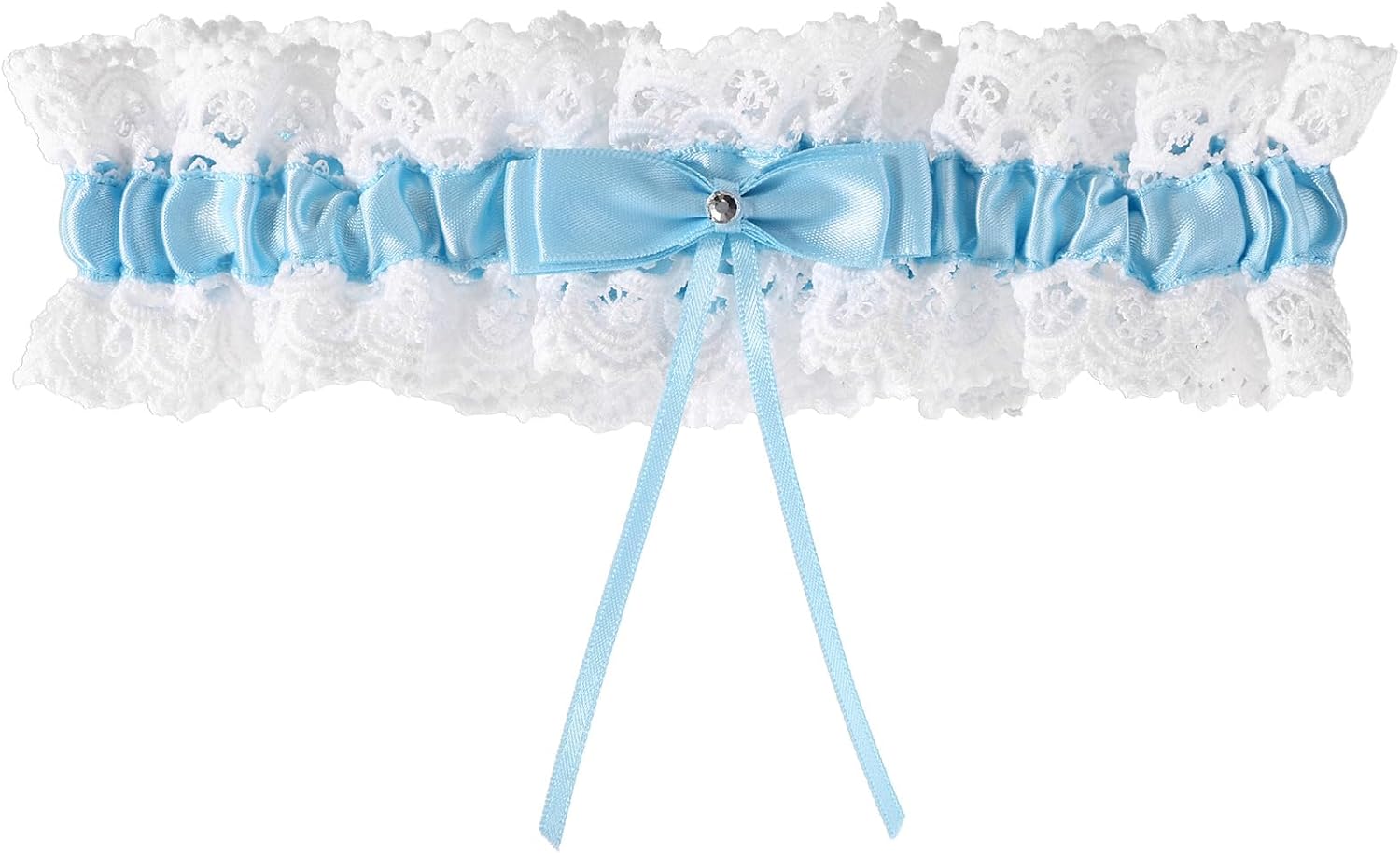 Bridal Wedding Garter, Lace Elastic Bow Leg Thigh Garter Belt Accessory for Women Girls Bride Shower Party Sky Blue -