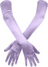 2pcs Long Elbow Satin Gloves, 21 Inch Stretchy Gloves 1920s Opera Evening Dancing Party Glove for Women (Purple) -