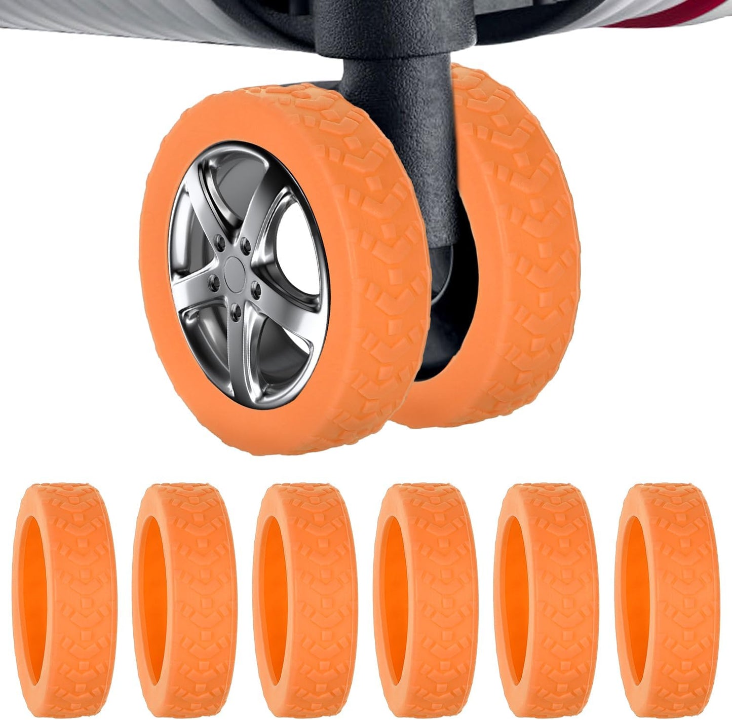 8pcs Luggage Wheel Covers - 2 Inch Diameter Portable Spinner Protector Orange