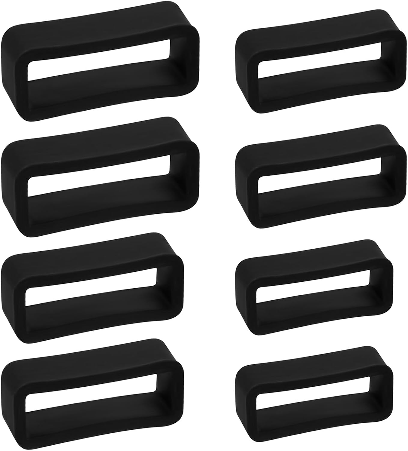 8pcs Watch Band Keepers, 4 Sizes Silicone Loops Replacement High-Elasticity Waterproof Straps Holders for Smart Sport Watchers (Black) -