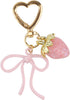 Cute Strawberry Keychain with Bow, Kawaii Bow Heart Key Chains Pink Bag Charms Aesthetic Accessories for Purse Backpack Handbag -