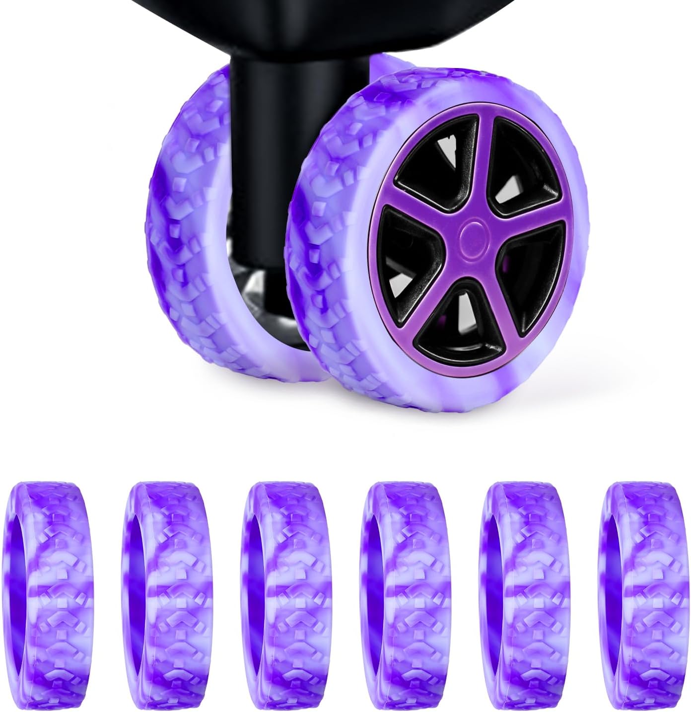 8pcs Luggage Wheel Covers, Thickened Suitcase Protector Covers Dopamine Silicone Spinner Accessories for Most 8 Caster (Purple) -