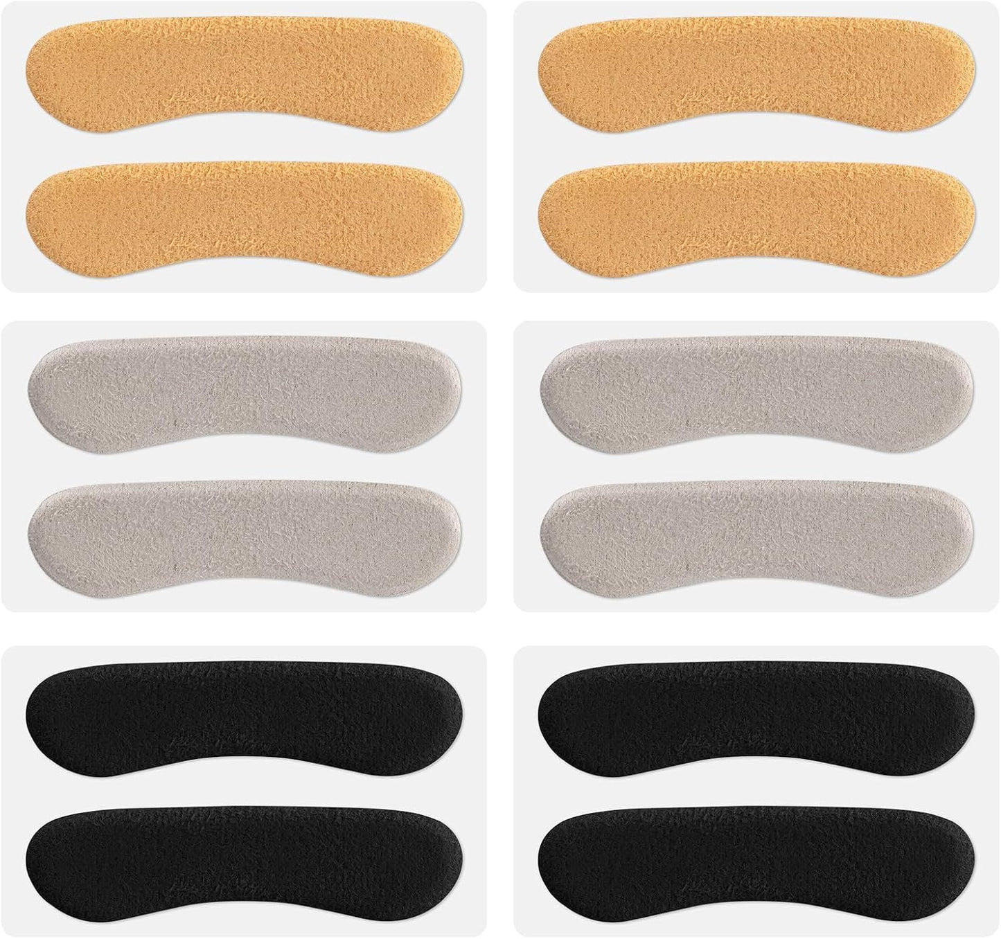 6 Pcs Sandal Strap Cushion Strips, Three Colors Cushioning Insert Pads Self-Adhesive Soft Heel Grips Liner for Loose Shoes Prevent Friction Slipping (Black, Gray, Yellow) -
