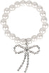 Doll Necklace, Elegant Sweet White Pearl Necklace Cute Accessories for 17cm Plush Dolls Chain Jewelry & Outfit Decoration (Rhinestone Ribbon Charm) -