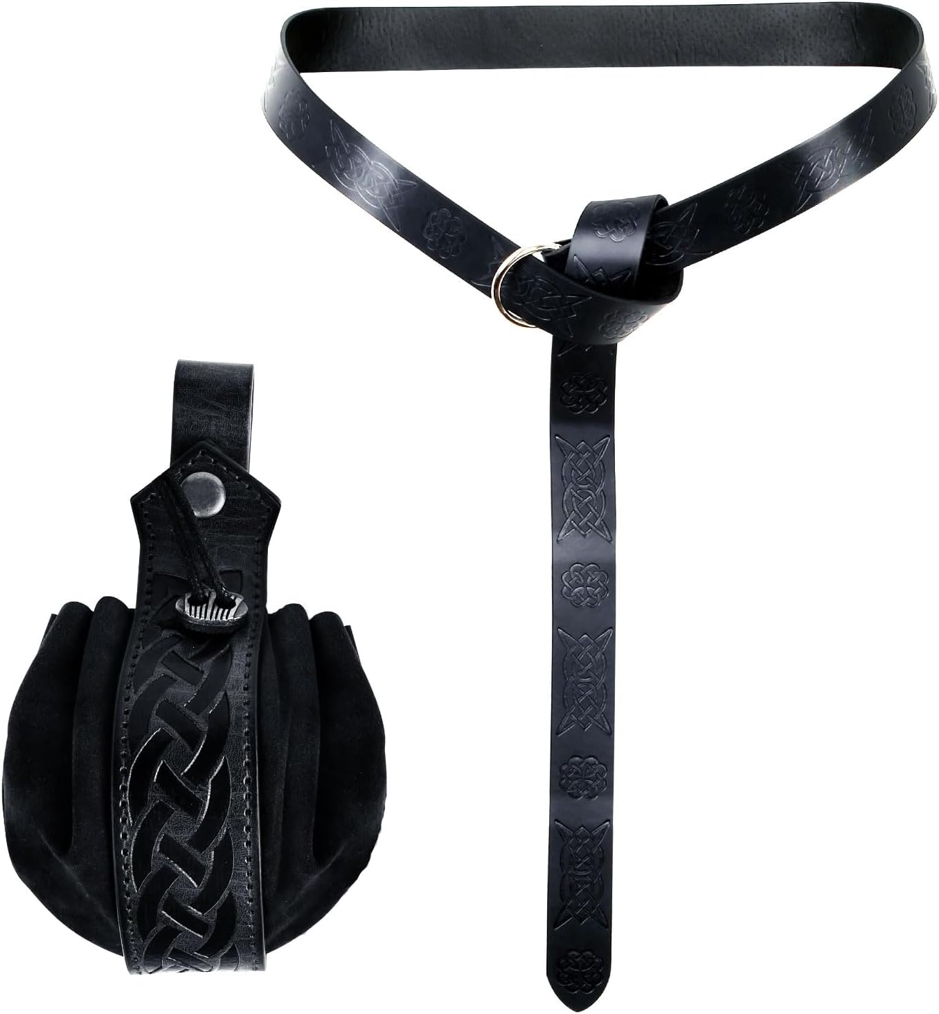 Belt Pouch Set, with a Viking and Renaissance Bag Medieval Accessories for Hiking Festival Casual Fantasy Pack (Black) -