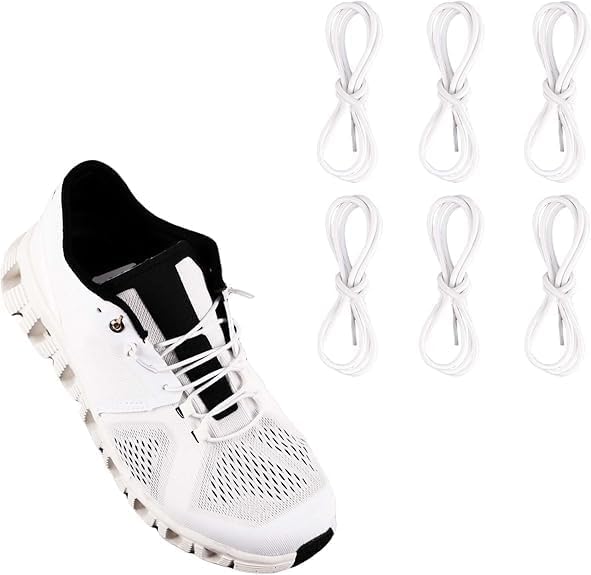 3 Pairs 0.1 inch Diameter Elastic Thin Laces, No Tie Shoe Laces Replacement for On Cloud (60cm/23.6inch, White) -