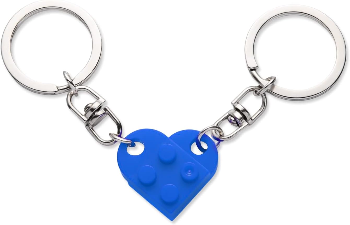 Heart Keychain Set, 2pcs Matching Couple Keychains Small Decorations for Party, Valentine's Gift Girlfriend or Boyfriend (Blue) -
