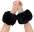Winter Wrist Cuff Warmers, Faux Fur Cuffs, Fuzzy Short Arm Warmers for Women Girls Costume (Black) -