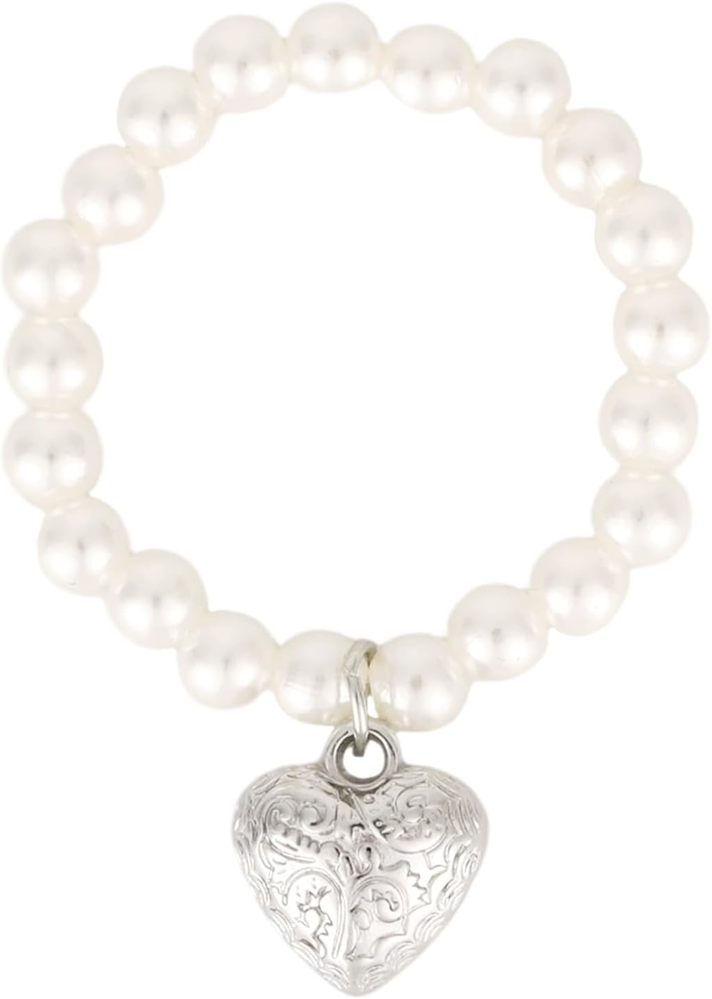 Doll Necklace, Elegant Sweet White Pearl Necklace Cute Accessories for 17cm Plush Dolls Chain Jewelry & Outfit Decoration (Heart Charm) -