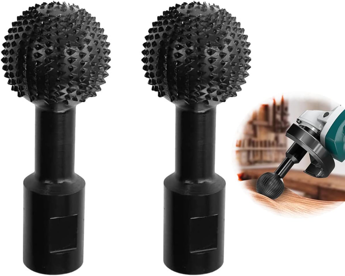 2 Pcs Sphere Rotary Burr with 5/8-11 Threads for 4 1/2 and 5 Inch Angle Grinder, Wood Carving Burrs Grinding Polishing Engraving -