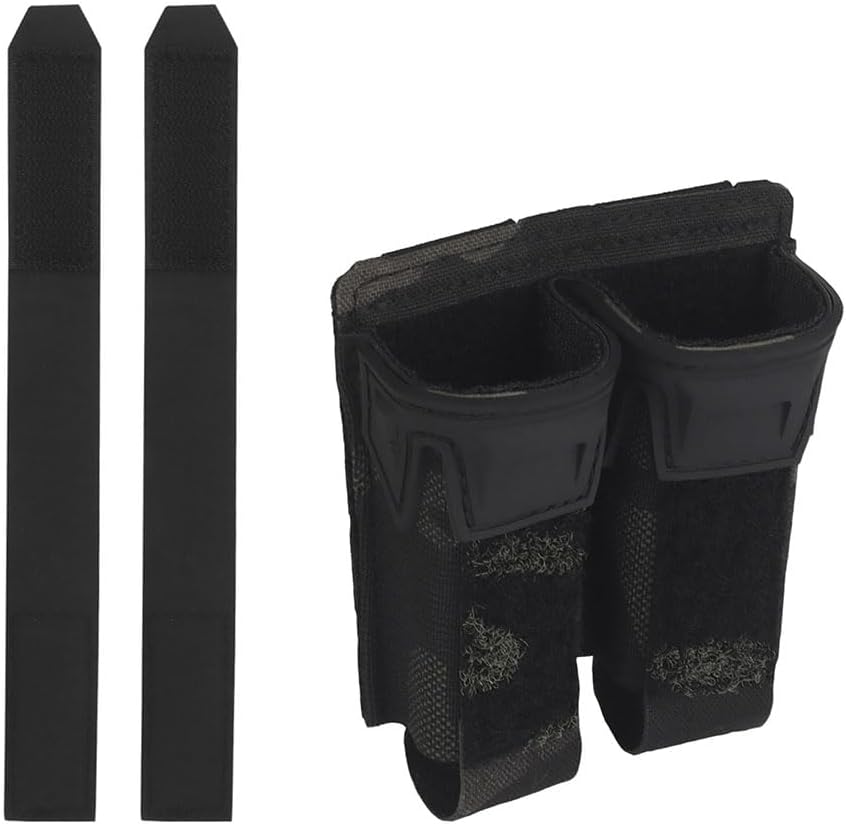 Pistol Double Magazine Holster 9MM Mag Pouch Holder with Removable Velcro Strap Black Camouflage -