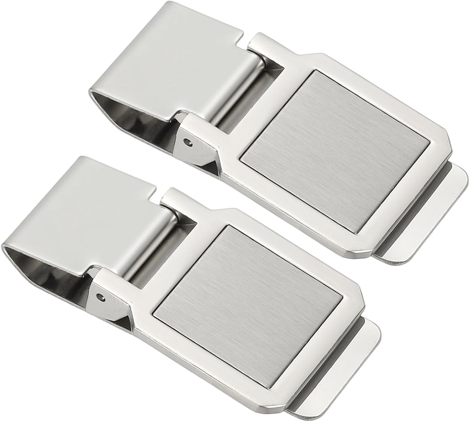 2 Pcs Stainless Steel Money Clip, Metal Slim Wallet Clip for Men Square Holder Minimalist Front Pocket Credit Card Business -
