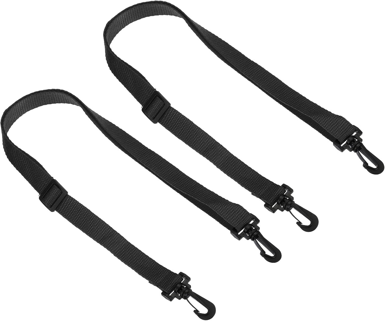 20mmx1.1m Replacement Shoulder Strap, 2 Pack Adjustable Swivel Clips Hooks Buckle Slide Crossbody Bag Belt for Water Bottle Carrier Sling Bag, Black All -