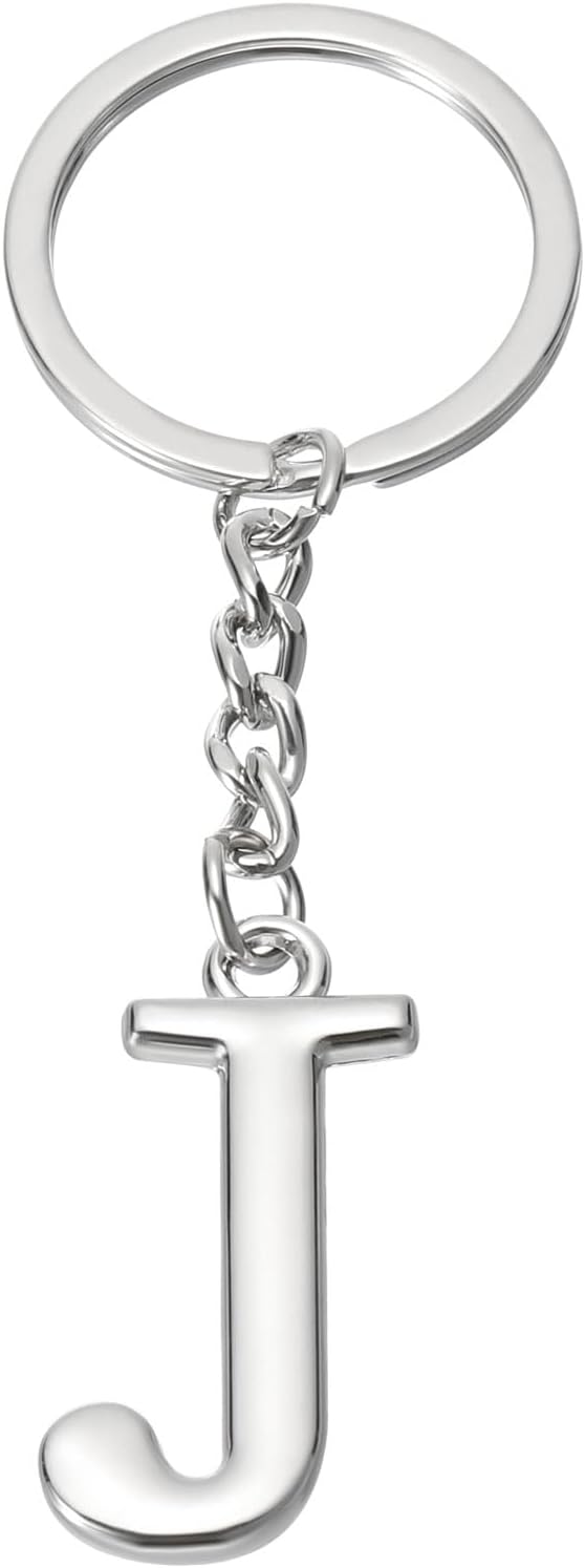 Initial Letter Key Chain, a Chain Pendant Ring J -