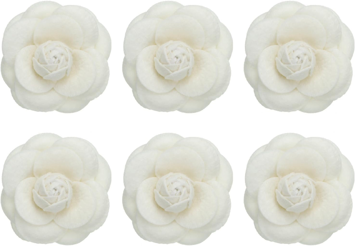 Camellia Fabric Pin Flower Brooch Artificial Flowers Brooches for Women Girls Cloth Wedding Party Decor Accessories Jewelry Gift Beige -