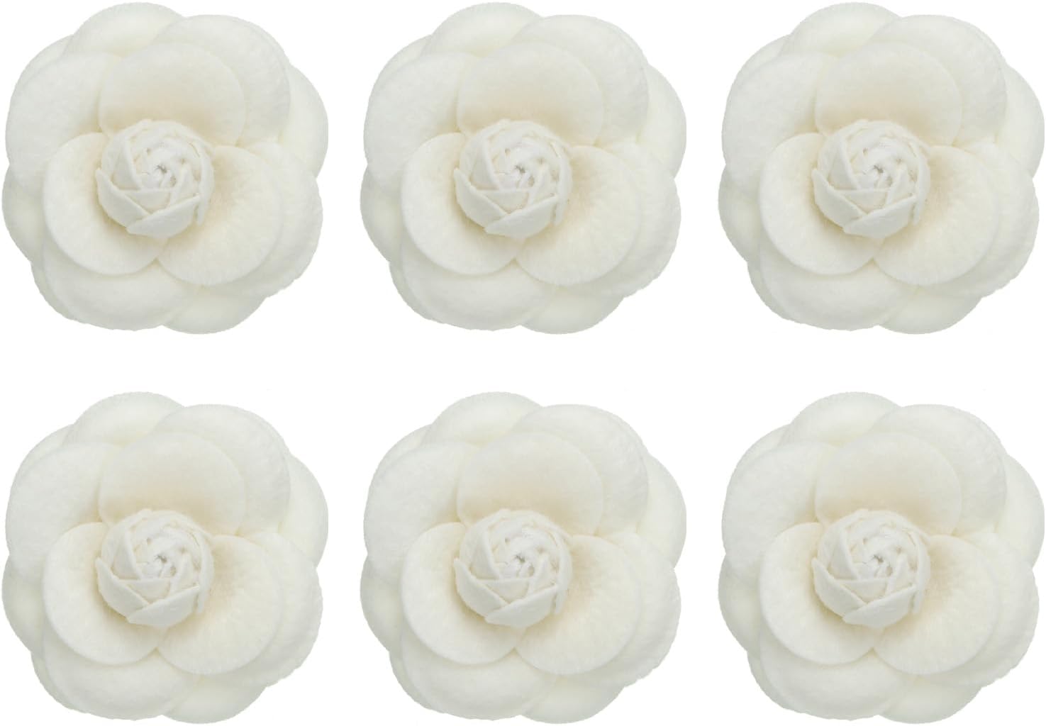 Camellia Fabric Pin Flower Brooch Artificial Flowers Brooches for Women Girls Cloth Wedding Party Decor Accessories Jewelry Gift Beige -
