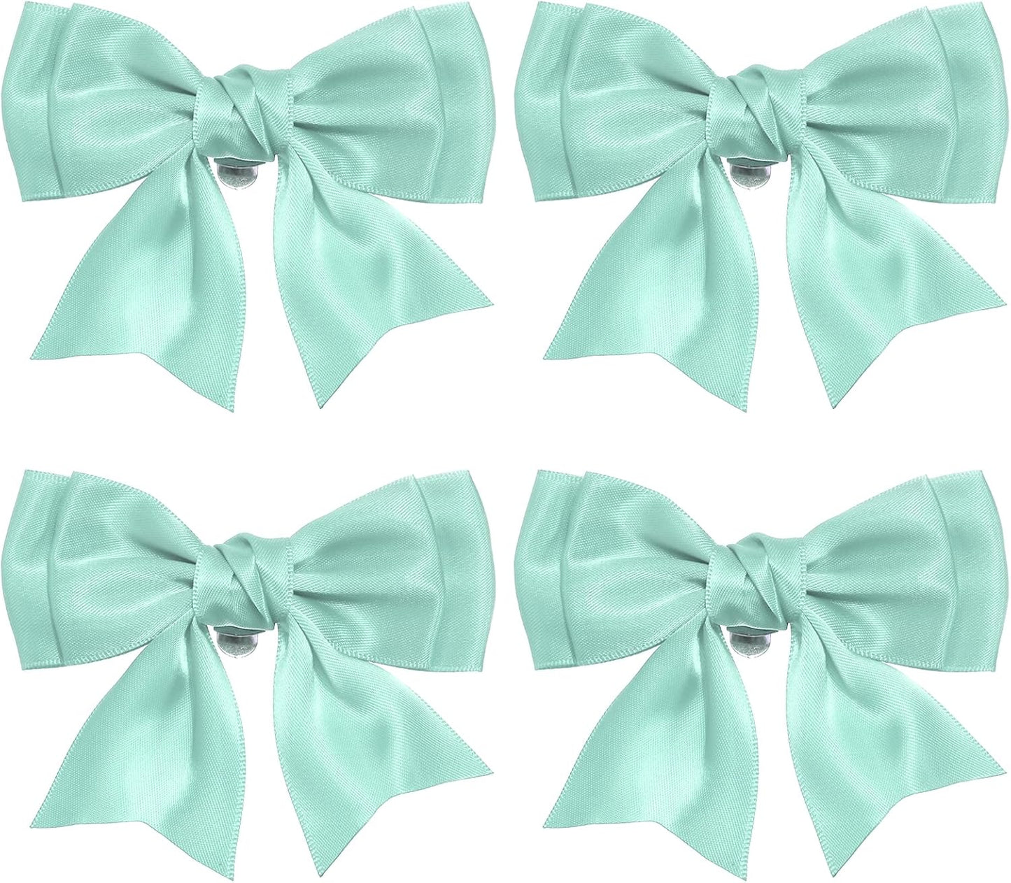 Women Bow Shoe Clips, 4 Pcs Satin Elegant Detachable Bowknot Cute Embellishment Buckle for Decoration Wedding Party, Mint Blue -