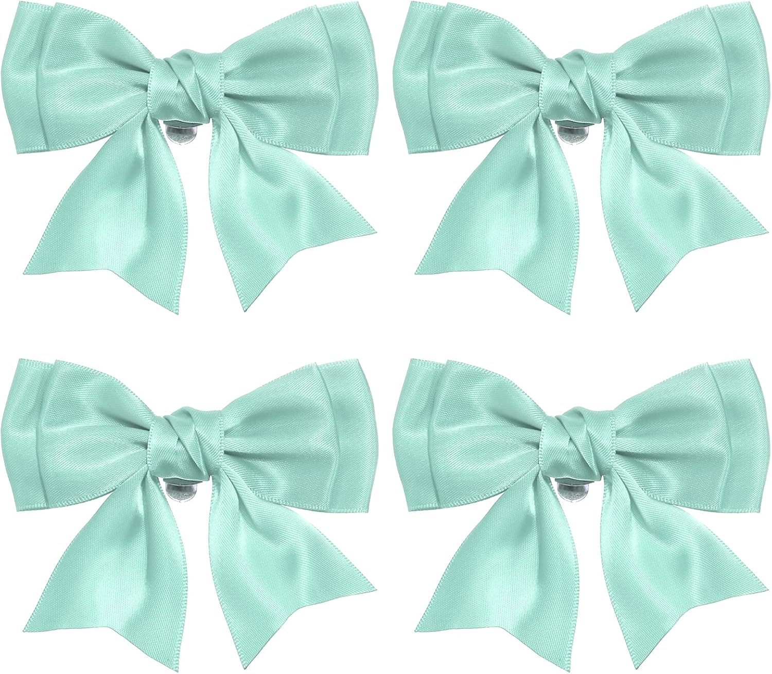 Women Bow Shoe Clips, 4 Pcs Satin Elegant Detachable Bowknot Cute Embellishment Buckle for Decoration Wedding Party, Mint Blue -