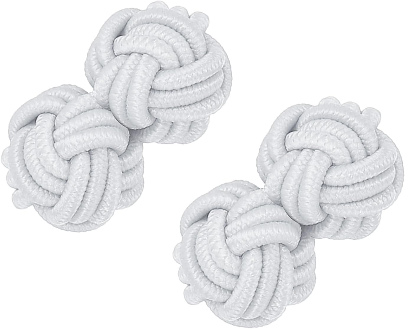 Silk Knot Cufflinks, Elastic Fabric Shirt Twist Dress Accessories Cuff Link for Men, Women, Business, Gift, Wedding White -