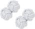 Silk Knot Cufflinks, Elastic Fabric Shirt Twist Dress Accessories Cuff Link for Men, Women, Business, Gift, Wedding White -