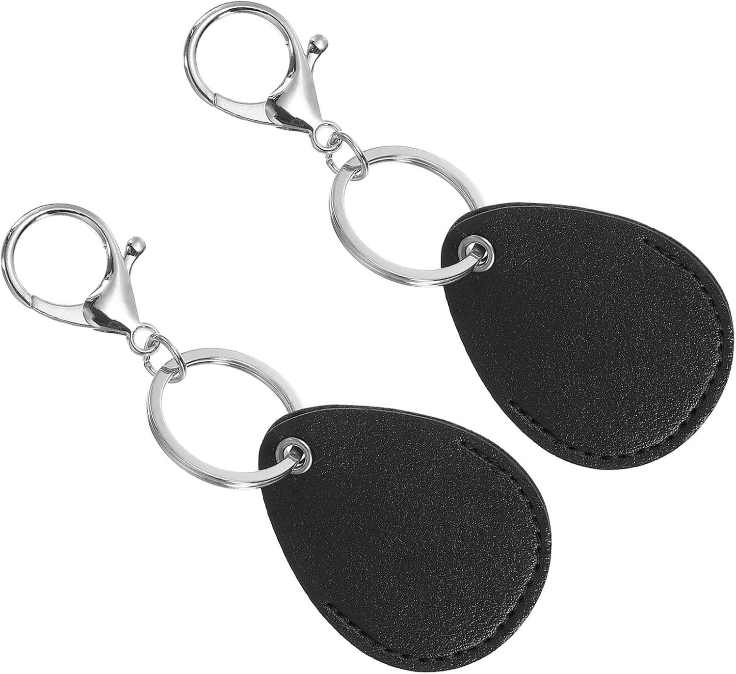 Leather Key Fob - PU Keychain Holder for Keys, ID Cards Black