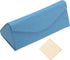 Foldable Glasses Case, Triangle Magnetic Sunglasses Organizer Case PU Leather Hard Eyeglass with Cloth Bright Blue -