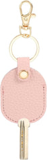 Leather Key Sleeve, Broken Car Loop Replacement Auto Cover Protector with Clasp for Women Men Pink -