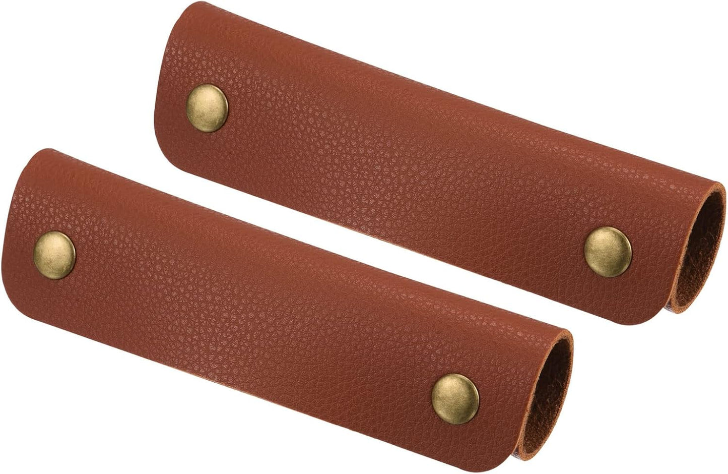 Luggage Handle Wrap, 2 Pack PU Handbag Grip Cover Protector Identifier with Clasp for 3cm / 1.18 Inch Suitcase Grocery Shopping Bag, Dark Brown -