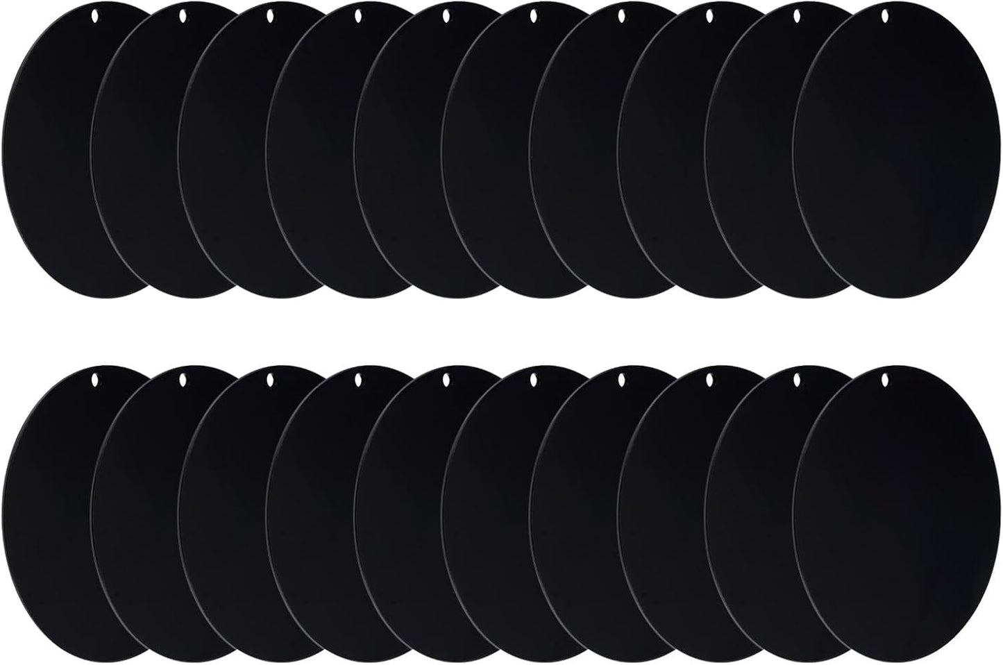 Acrylic Circle Blanks 4 Inch, 20 Pack Round Clear Disc Ornaments with Hole for DIY Keychain Project Crafting, Black Inch
