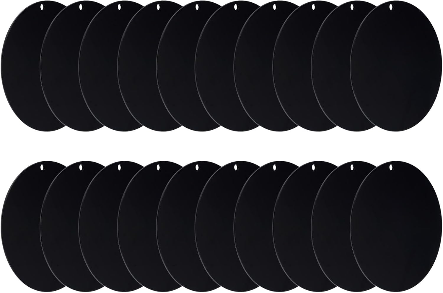 Acrylic Circle Blanks 4 Inch, 20 Pack Round Clear Disc Ornaments with Hole for DIY Keychain Project Crafting, Black Inch