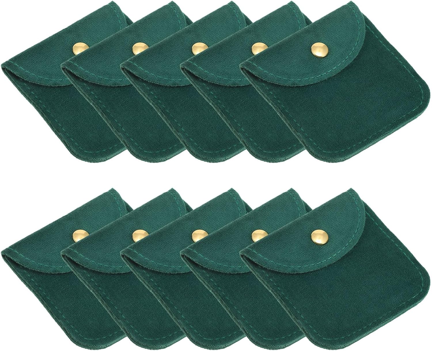 Jewelry Pouch, 20 Pack 3 x Inch Soft Velvet Pouches with Snap Button Portable Storage for Rings Necklace Bracelet Earring Watch, Dark Green -