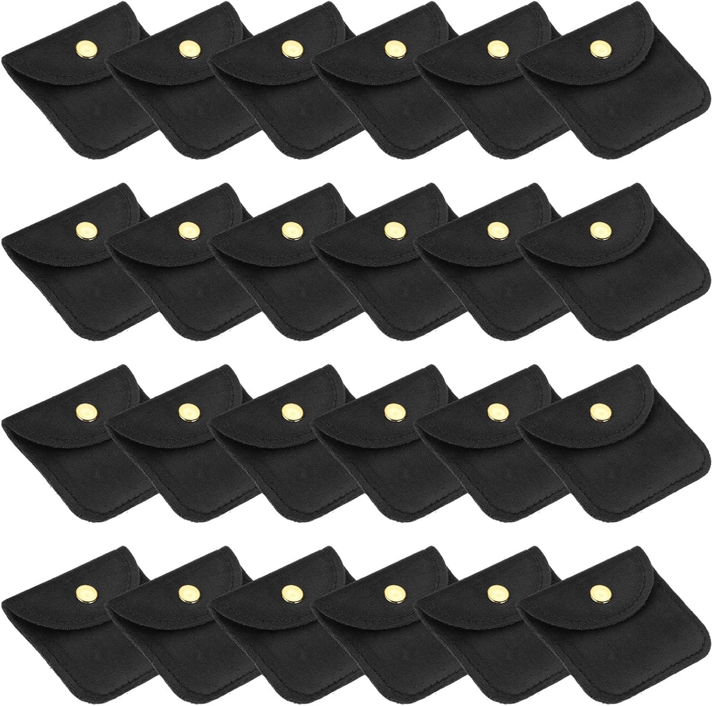 3x3 Inch Velvet Jewelry Pouches, 24 Pcs Packaging Gift Bags with Snap Button for Bracelet Necklace Rings Watch, Black -