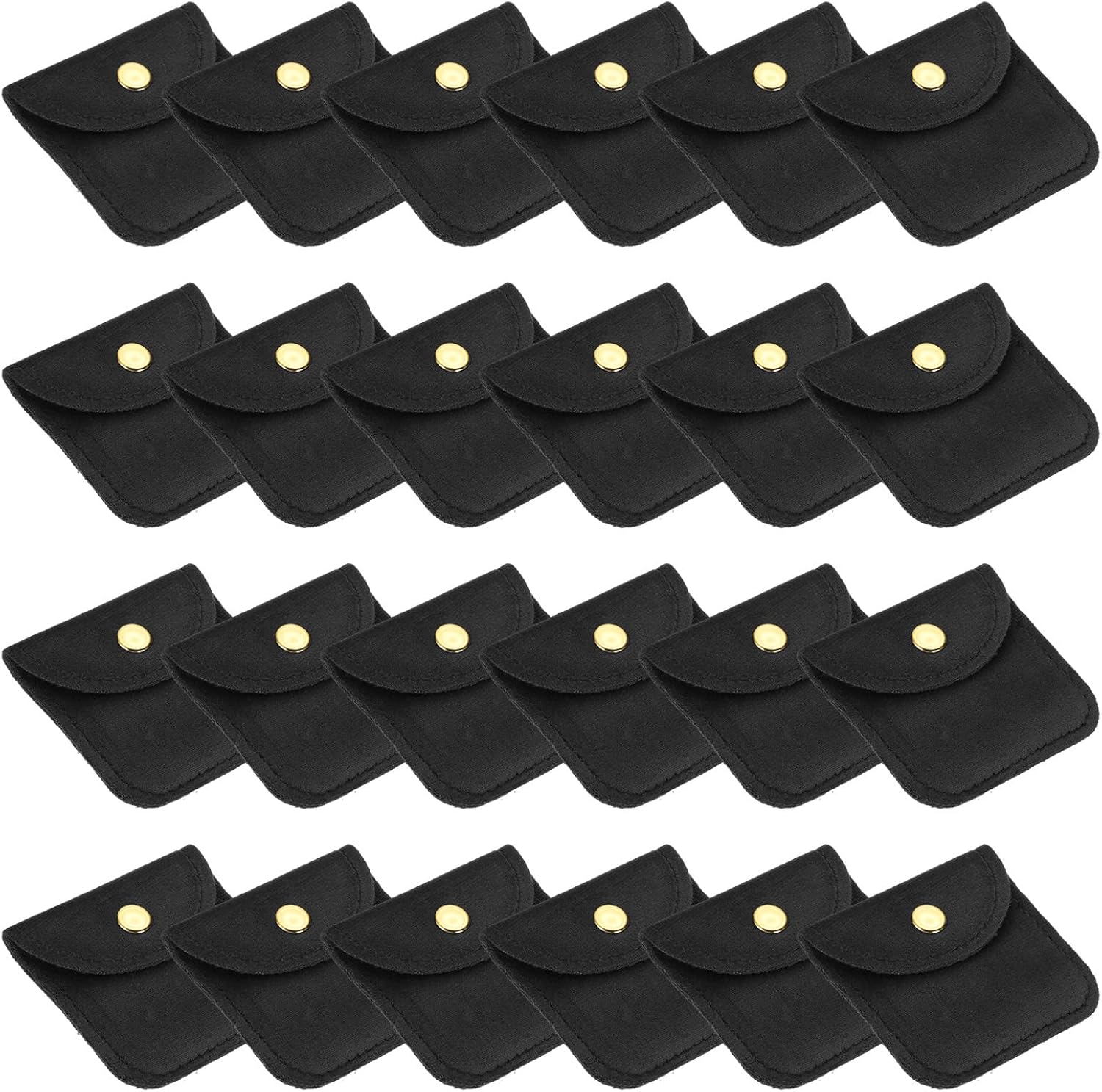 3x3 Inch Velvet Jewelry Pouches, 24 Pcs Packaging Gift Bags with Snap Button for Bracelet Necklace Rings Watch, Black -
