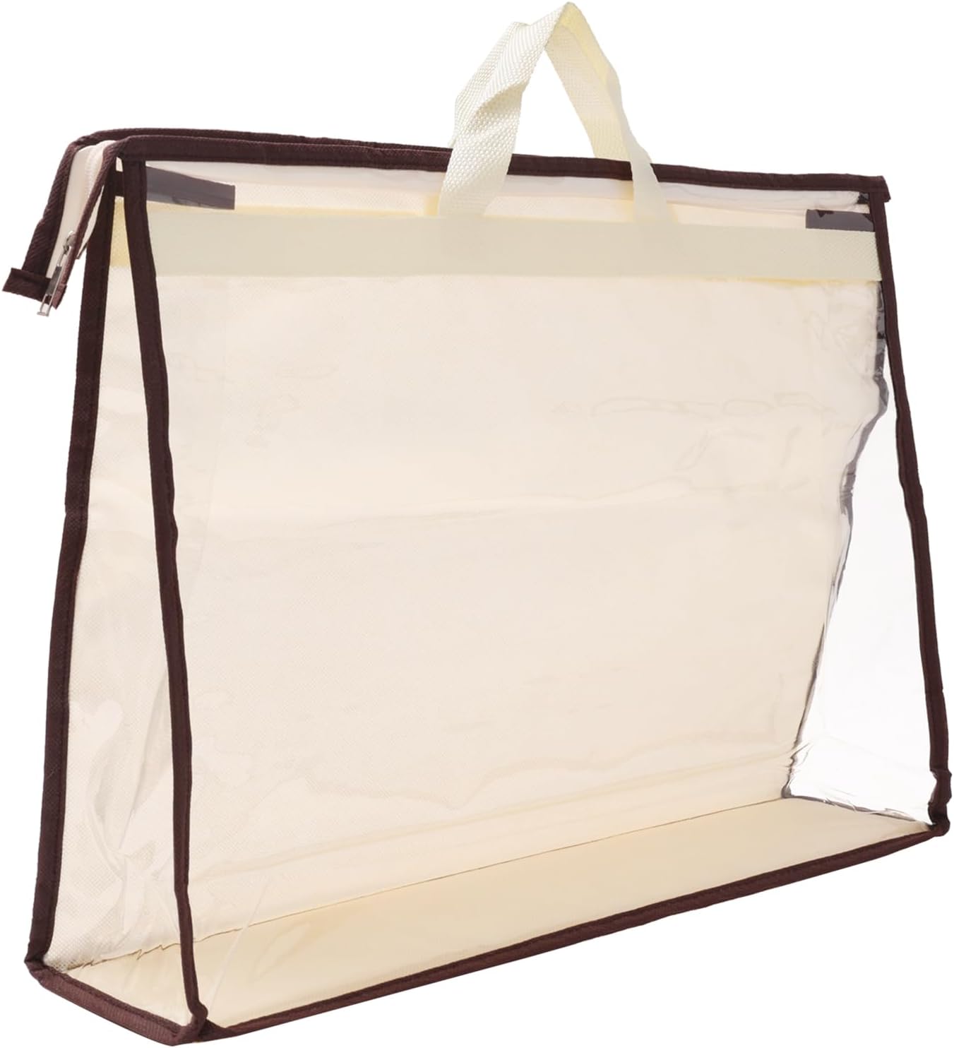 Handbag Dust Bags, Clear Purse Storage Organizer XXL Size PVC Dustproof Cover Transparent Protector, Beige