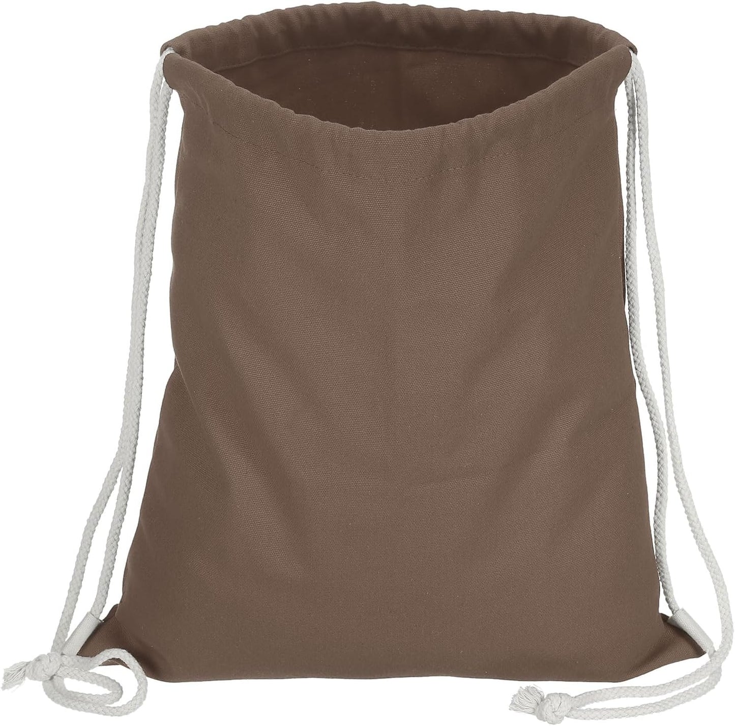 Cotton Drawstring Bags, Backpack Foldable Sports Gym Bags for Women Men Trip, Brown -