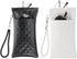 Double Eyeglasses Case, 2 Pcs Leather Soft Glasses Cases Portable Sunglasses Pouch Organizer with Strap Black/White -
