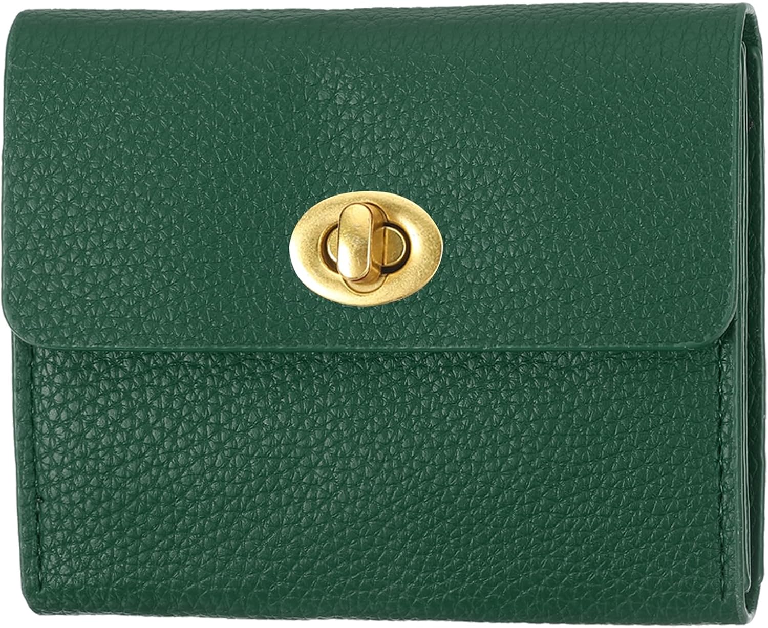 Small Leather Wallets for Women with Metal Buckle, Stylish Card Holder Wallet Case Coin Purse Cash Business Men and Women, Dark Green -