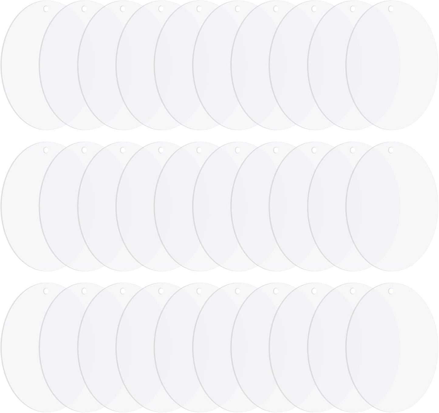 Acrylic Circle Blanks 6 Inch, 30 Pack Round Disc Ornaments with Hole for DIY Keychain Project Crafting, Clear Inch
