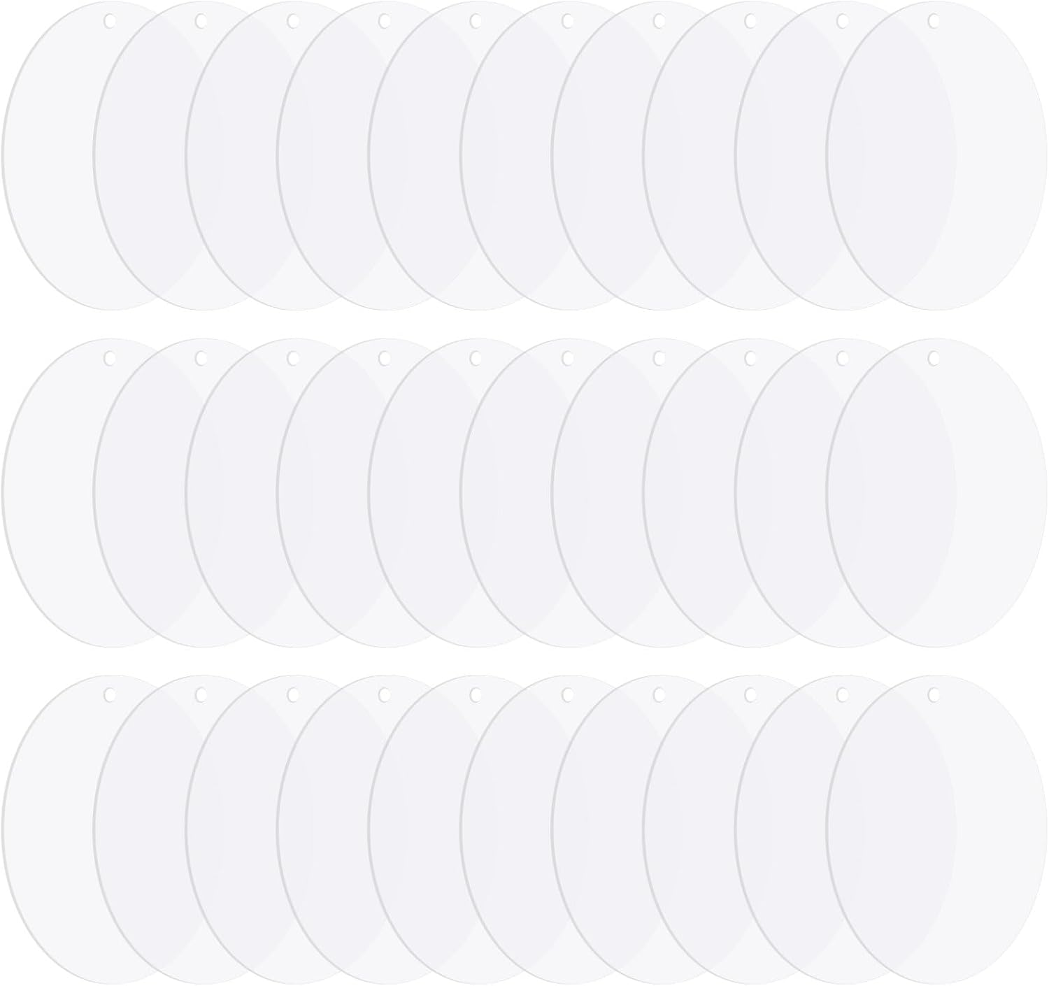 Acrylic Circle Blanks 6 Inch, 30 Pack Round Disc Ornaments with Hole for DIY Keychain Project Crafting, Clear Inch