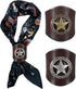 Western Bandana Scarf Ring, Men Square Handmade Leather Star Slide Ring for Scarves Jewelry Gift Brown/Silver Tone/Gold Tone -