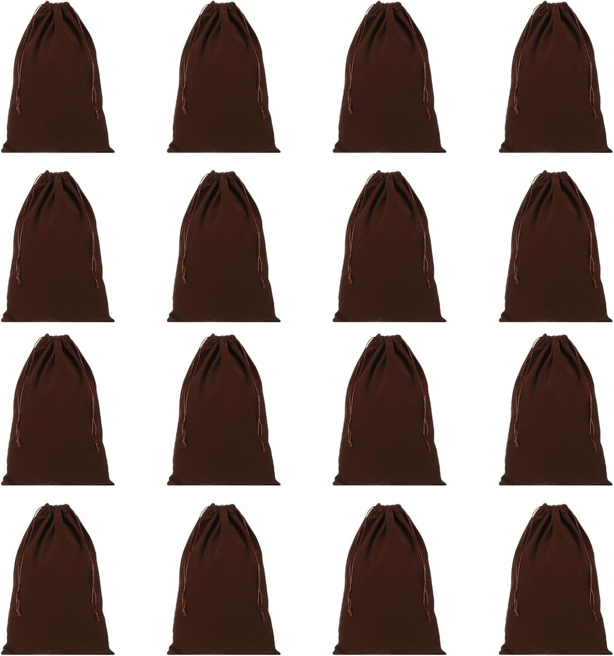 Shoe Dust Bag, 16 Pack Duster Flannel Shoes Pouch with Drawstring Washable Breathable Travel Bags for Home Luggage Storage, 12x17" Brown -