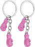 Boxing Keychain, Mini Cute Gloves Key Chain Sport Pendant Rings Bag Backpack Decor Pink -