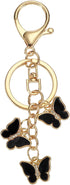 Butterfly Charm, Enameled Keychain Cute Pendant Keyring Purse Bag Accessories Car Ring Black -