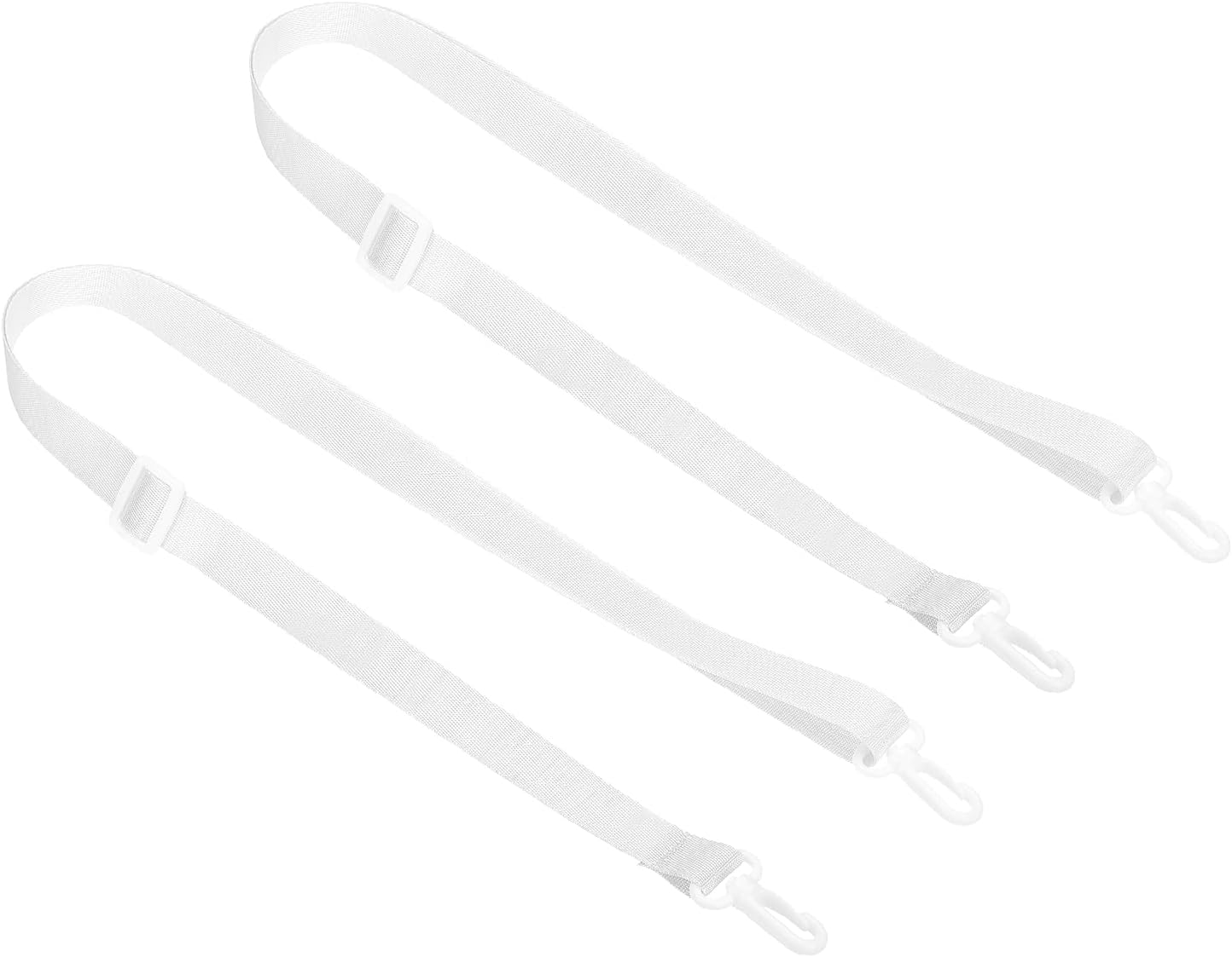 125cm x 2cm Replacement Shoulder Strap, 2 Pack Adjustable Swivel Clips Hook Buckle Slide Crossbody Bag Belt for Water Bottle Carrier Sling Bag, White -