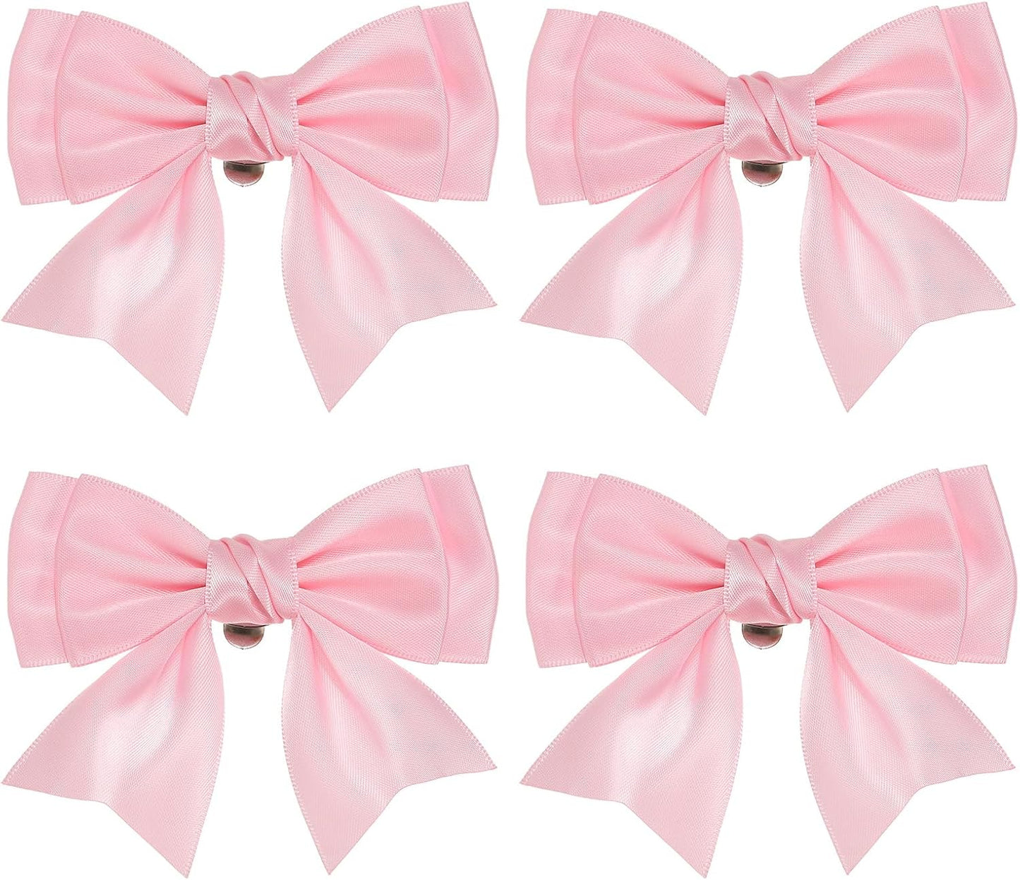 Women Bow Shoe Clips, 4 Pcs Satin Elegant Detachable Bowknot Cute Embellishment Buckle for Decoration Wedding Party, Light Pink -
