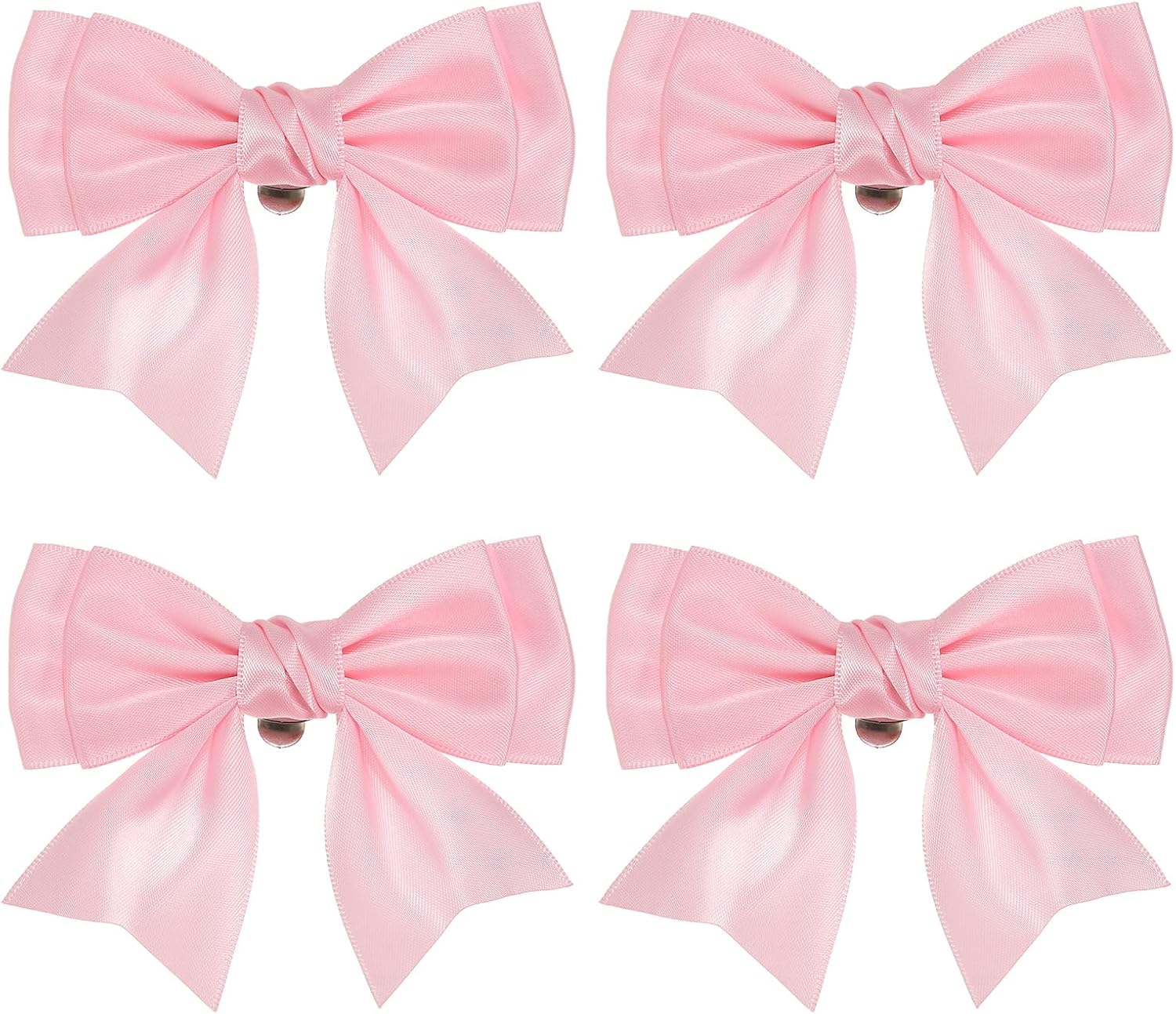 Women Bow Shoe Clips, 4 Pcs Satin Elegant Detachable Bowknot Cute Embellishment Buckle for Decoration Wedding Party, Light Pink -
