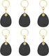6pcs Leather Keychain Blanks,45mm Sublimation Blanks PU Key Chain Keyring with Rings,Water Drop Black -
