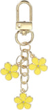 Cute Flower Keychains for Women, Enameled Charm Aesthetic Keychain Car Key Ring Pendant Chains Yellow -
