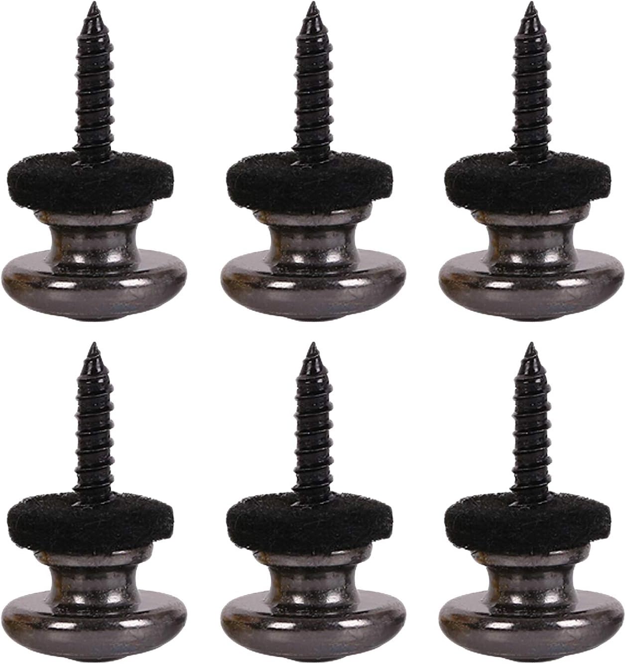 6 Pieces Mushrooms Head Guitar Strap Buttons Locks Chrome (Black) Black 