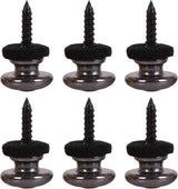 6 Pieces Mushrooms Head Guitar Strap Buttons Locks Chrome (Black) Black 